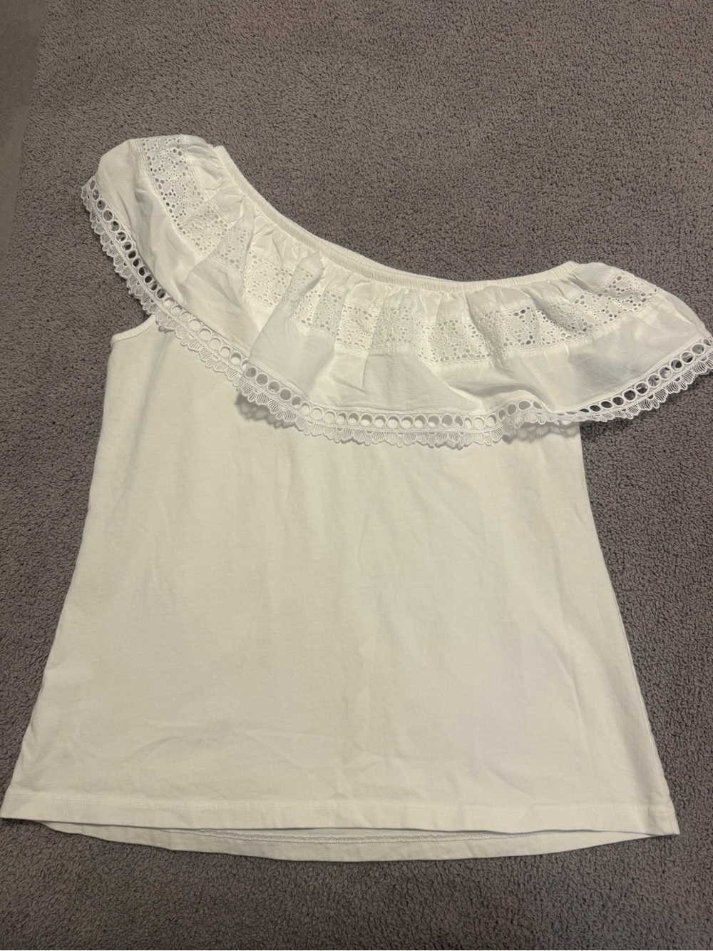 Lilly Pulitzer White Off-Shoulder Eyelet Ruffle Camisole